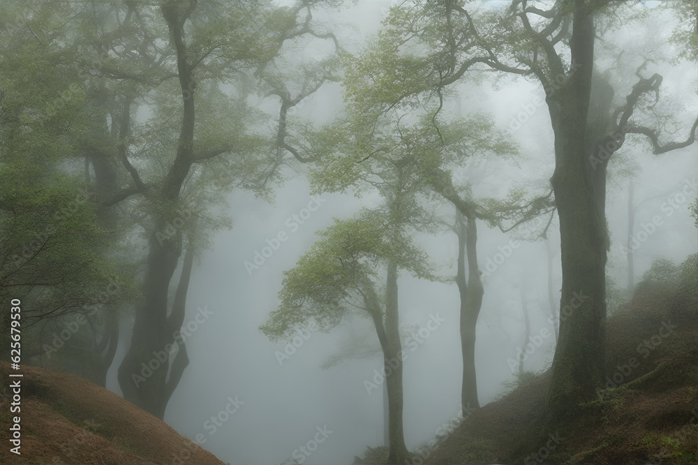 Naklejka premium Waterfall in the forest. AI generated illustration