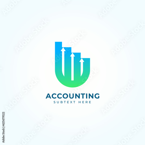 Marketing and financial business icon with letetr u logo template