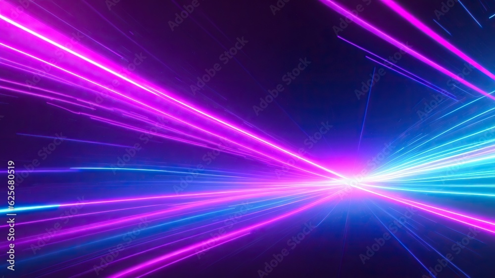 Abstract futuristic background with pink blue glowing neon moving high speed wave lines and bokeh lights