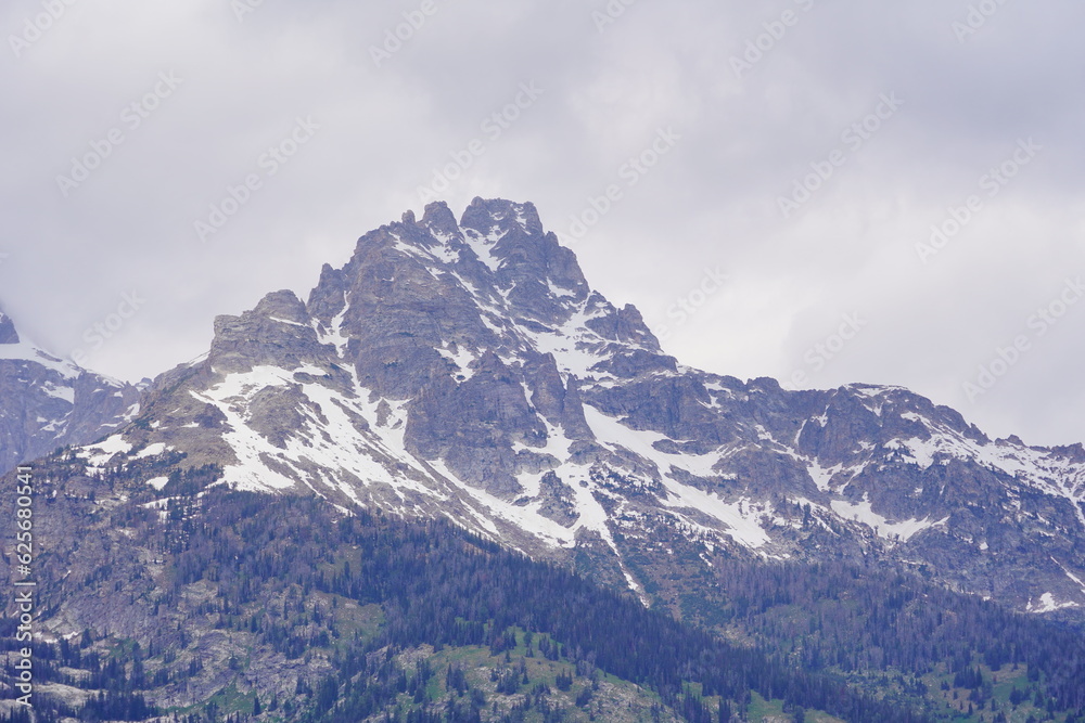 Snow mountain at Grand Teton National Park in early summer, Wyoming, USA