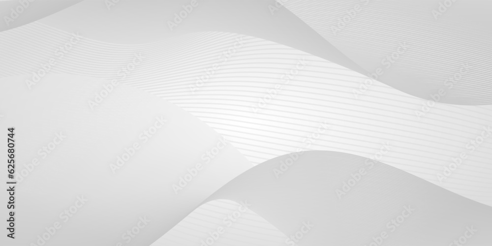 Abstract elegant grey background with wave lines. Wavy gray texture for background, banner, poster, cover. Vector illustration - obrazy, fototapety, plakaty 