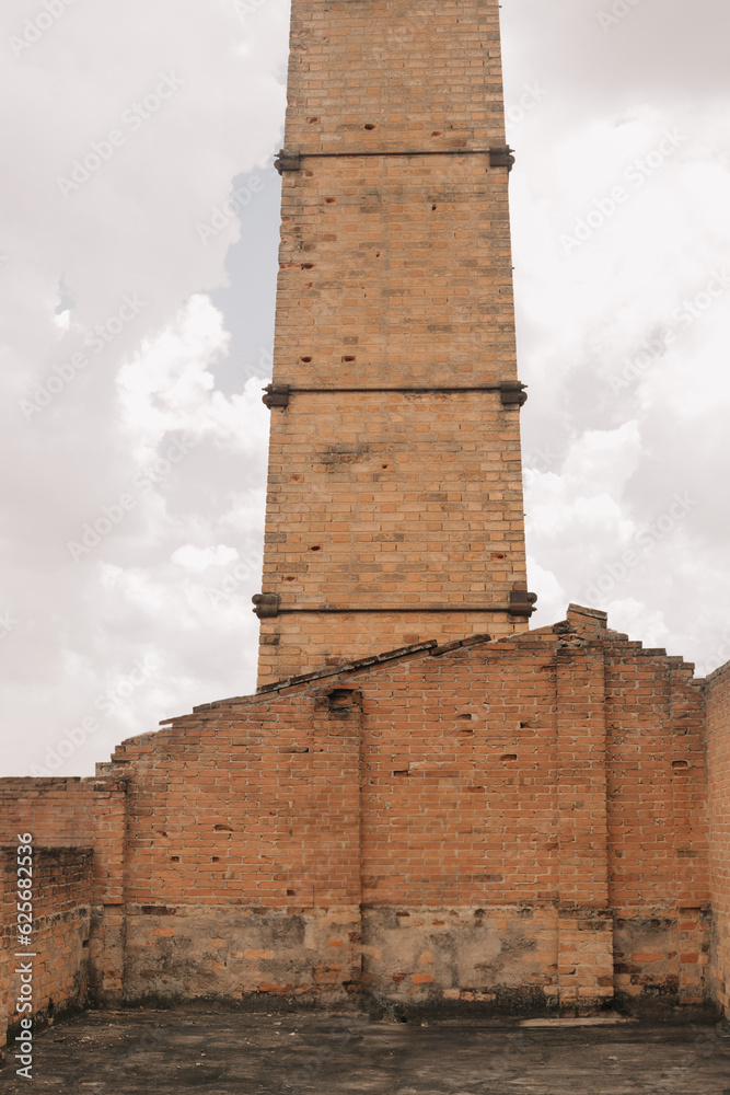 Brick chimney of an abandoned industry in São Paulo