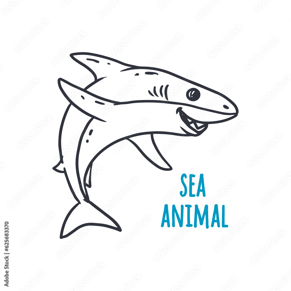 Cartoon shark isolate on white. Sea animal. Cartoon shark isolate on white. Sea animal.