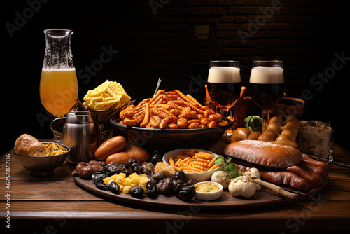 Traditional Belgian food and beer. photo