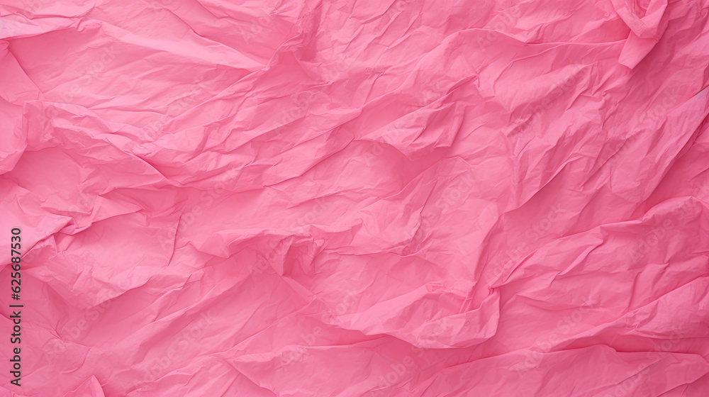 vibrant and crumpled pink paper texture up close, scrapbook and collage graphics effect, AI