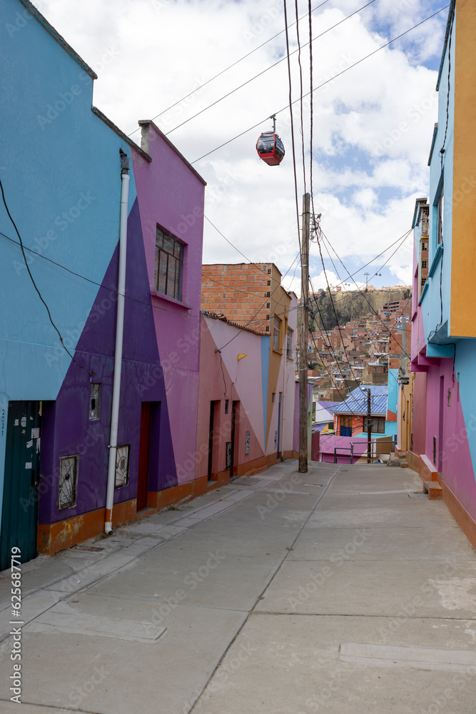 Walk through Barrio Chualluma, the painted neighborhood in La Paz, El Alto in Bolivia, South America - both artwork and hope for change and a better future