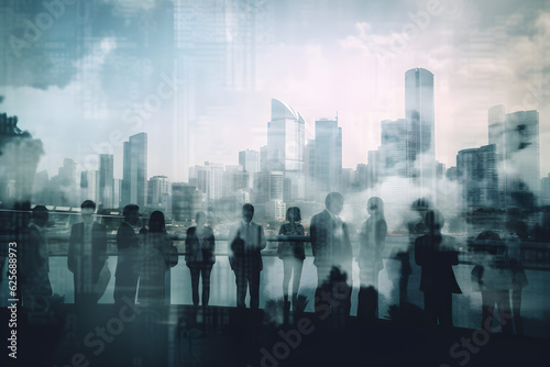 Blurred silhouettes of business people