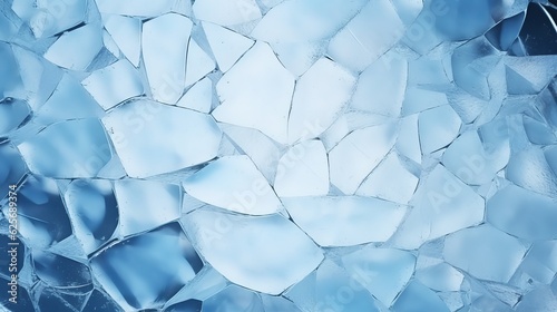 Abstract ice background. Blue background with cracks on the ice surface Generative AI