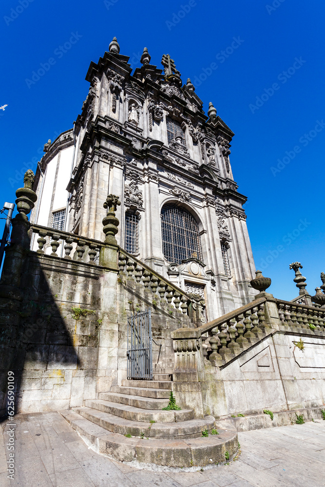 Facade of the Igreja dos Clerigos church in Porto, Portugal, Europe