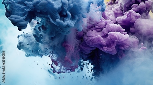 Swirling violet and blue smoke background. Generative AI. Illustration for banner, poster, cover, brochure or presentation.