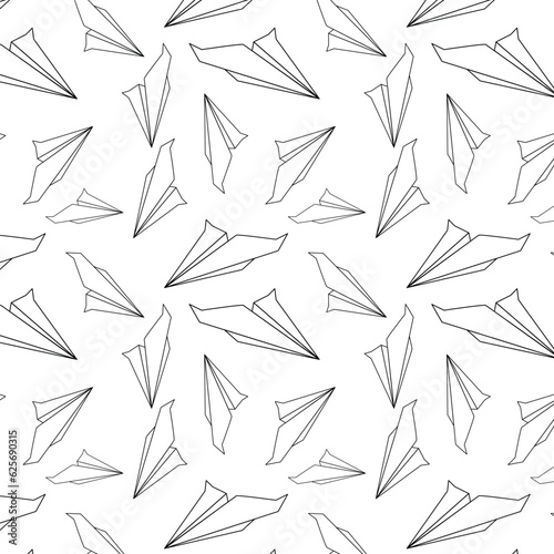 Fototapeta Naklejka Na Ścianę i Meble -  Paper plane pattern, vector graphics, wrapping paper, illustration on a transparent background, seamless pattern. Airplane.