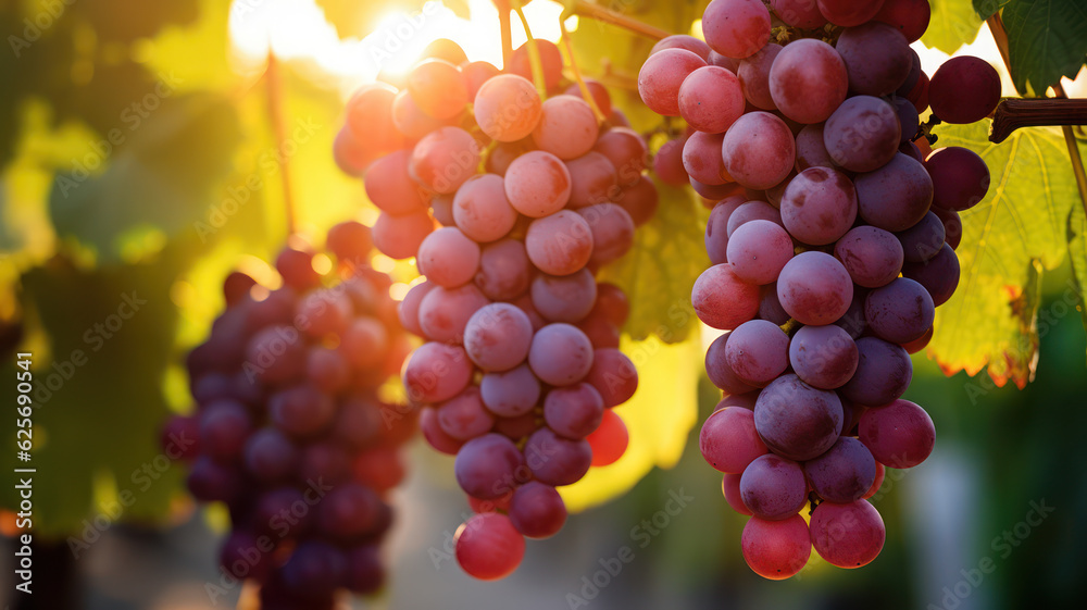 Delicious and Refreshing Grapes on Grapevines, AI generated Delicious and Refreshing Grapes on Grapevines, AI generated