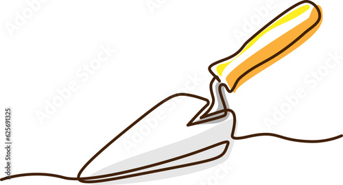 Bricklayer trowel. Continuous one line drawing. Construction and repair.