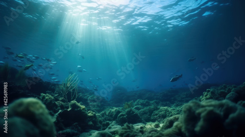 Underwater background deep blue sea. © Matthew