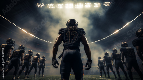 Young American football player standing in helmet Generative AI