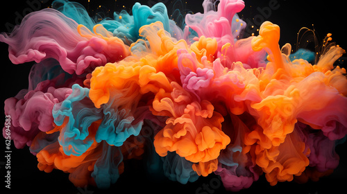 colored smoke clouds abstract background. Generative AI