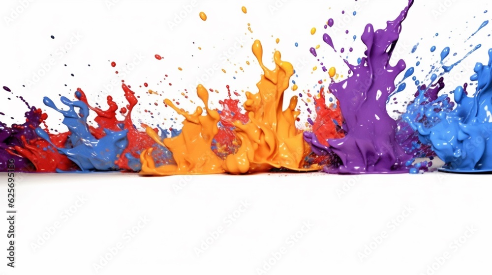Colorful paint splashes artistically, Generative AI.