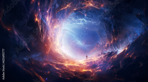 Traveling through a cosmic wormhole to another dimension