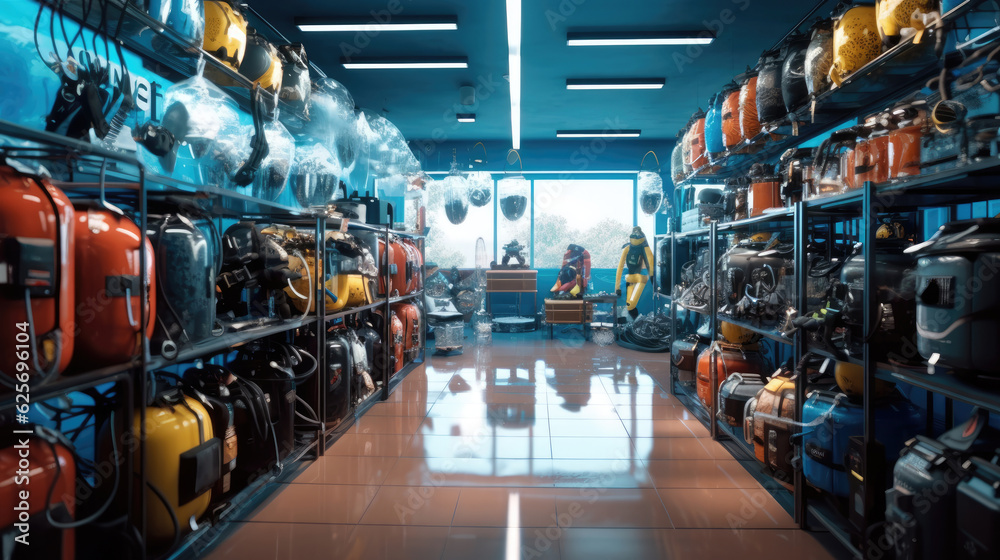 Modern diving equipment store