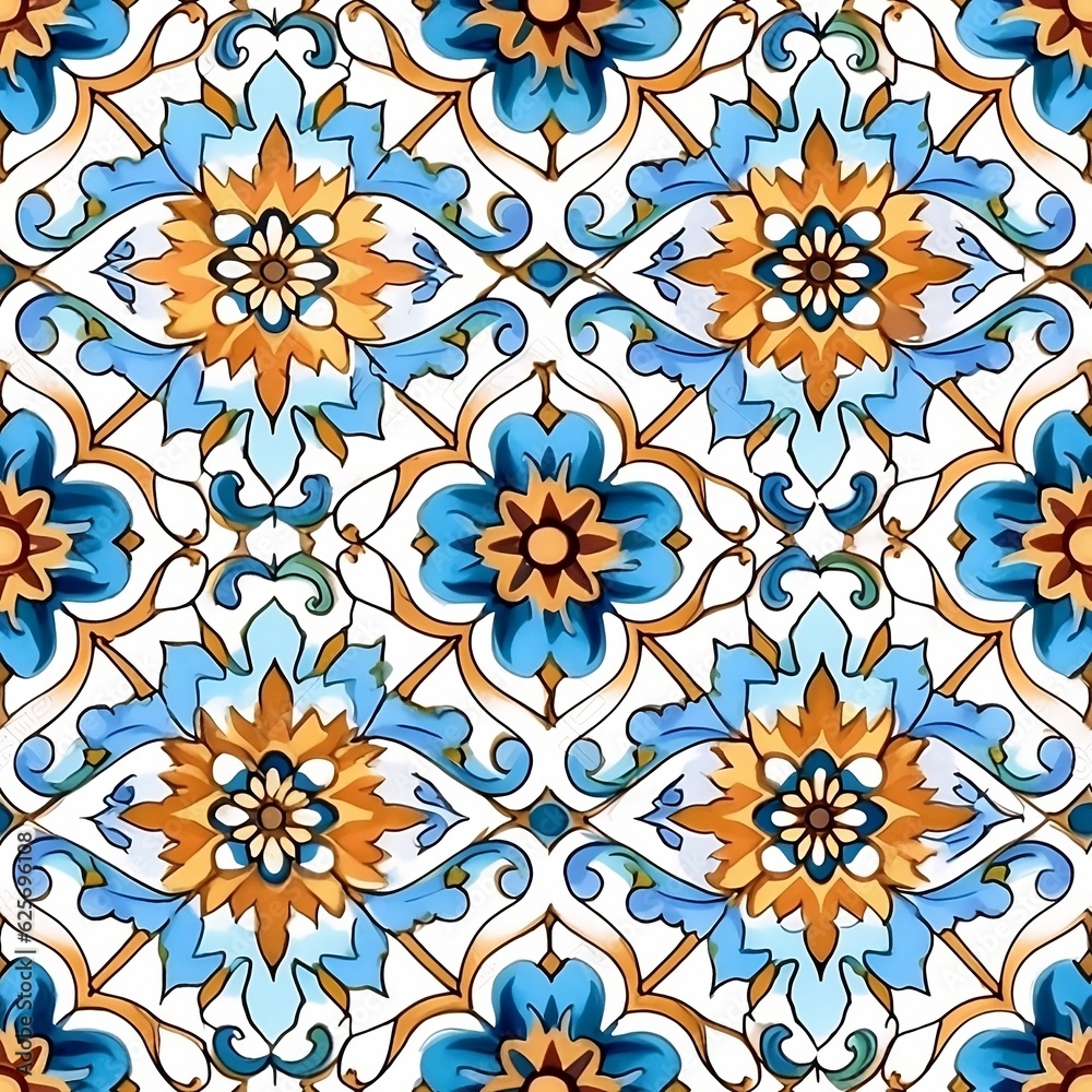 seamless pattern with ornament, generative ai 