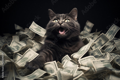 Cat Lying in Cash - Generative AI.