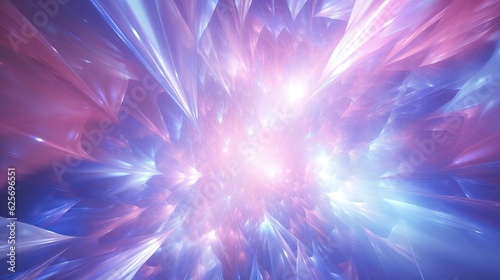 Abstract holiday background with blurred rays and sparkles. Fantastic blue and rose light effect. Digital fractal art. 3d rendering Generative AI