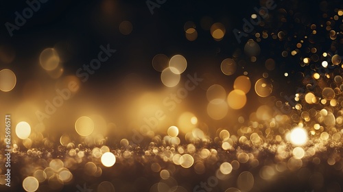 background of abstract glitter lights. gold and black. de focused. Generative AI