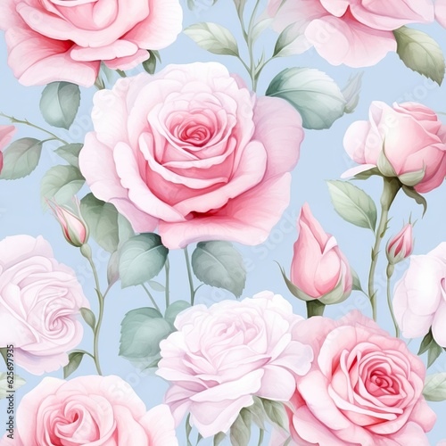 Romantic Watercolor Roses in a Seamless Pattern Design