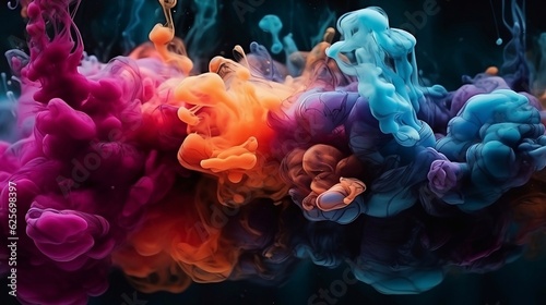 Colorful fluid in water, generative AI 