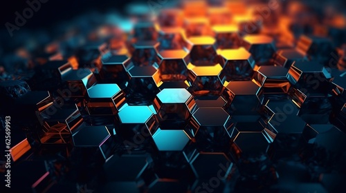abstract background with hexagons, generative Ai 