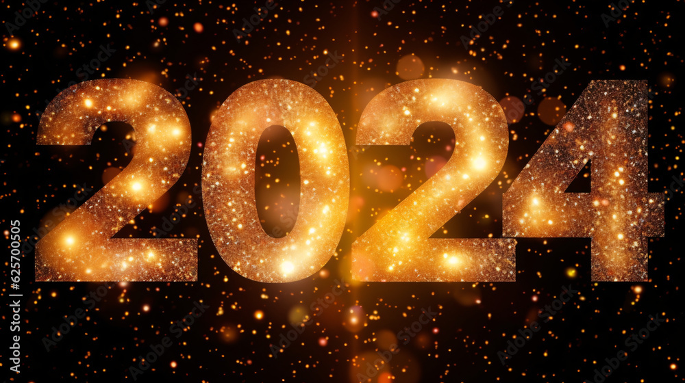 2024 numbers written in gold letters on a black background in creative ...
