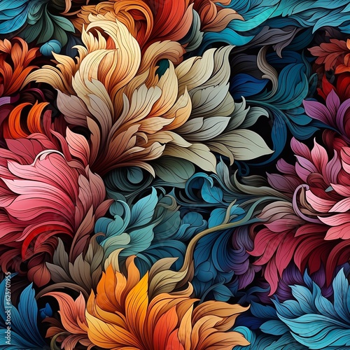 seamless pattern with flowers, generative AI 