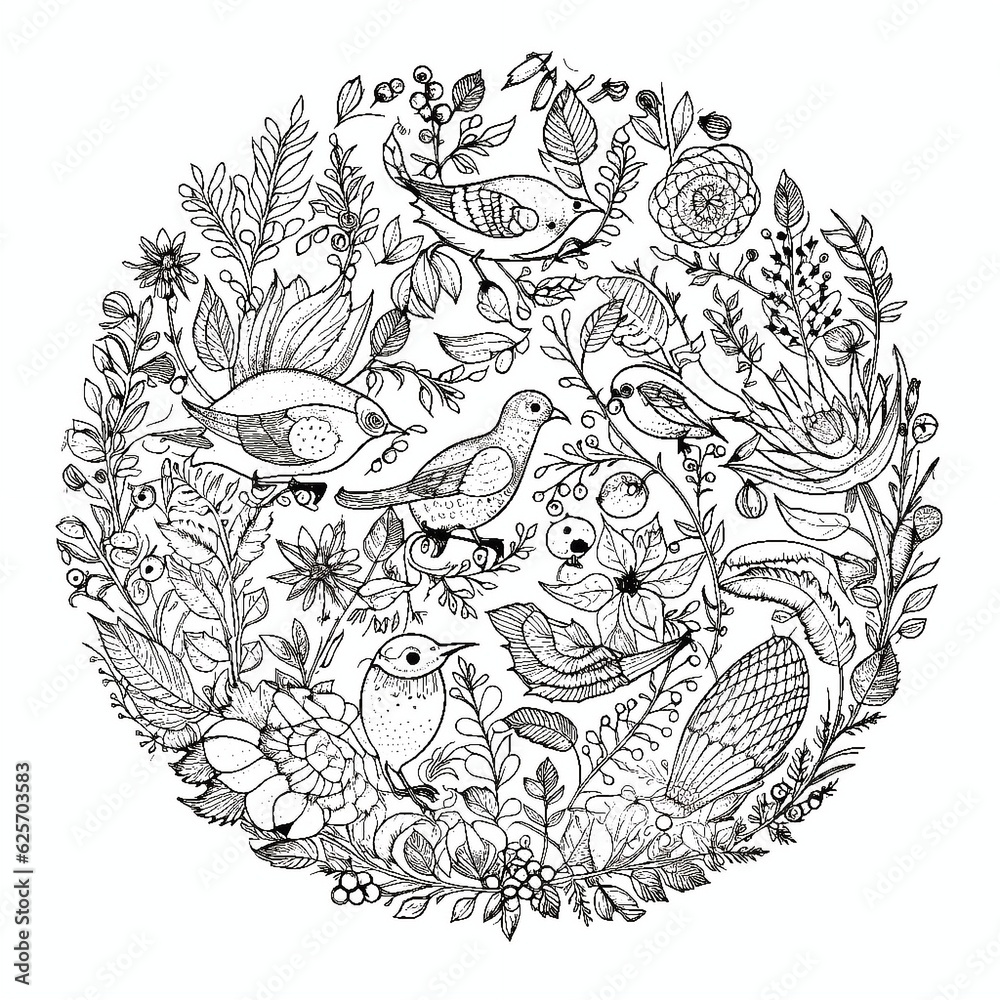 Naklejka premium Coloring page antistress, generative AI