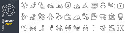 Cryptocurrency economy web icons collection. Blockchain package. Bitcoin, NFT, Vector illustration. Outline icon. Editable stroke.