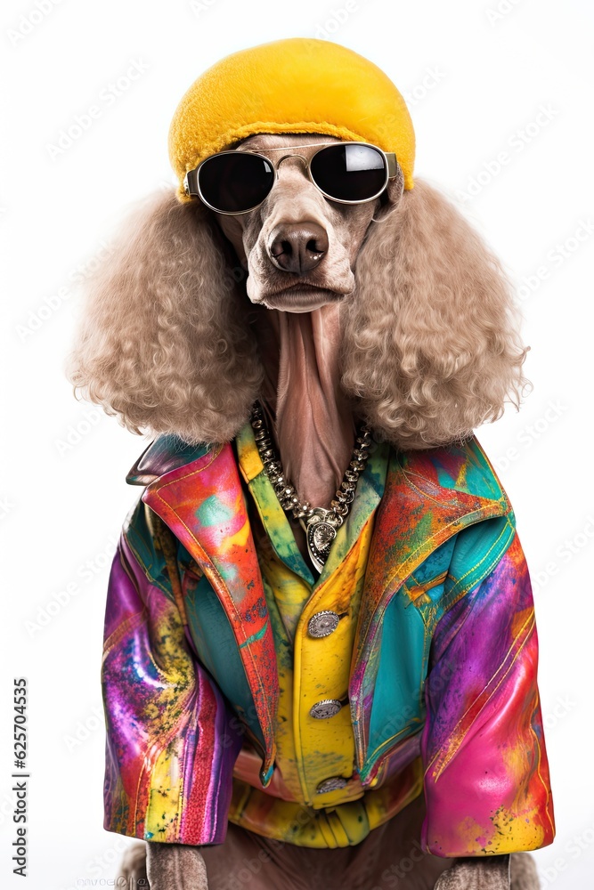 The Elegant Standard Poodle Strikes a Pose in High Fashion, Vintage-Styled