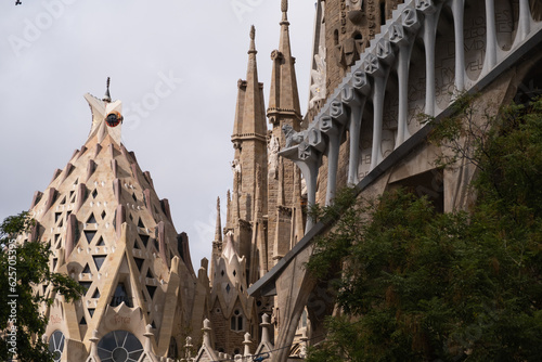 Close shot of Temple Expiatori de la Sagrada Família in Barcelona, Catalonia, Spain