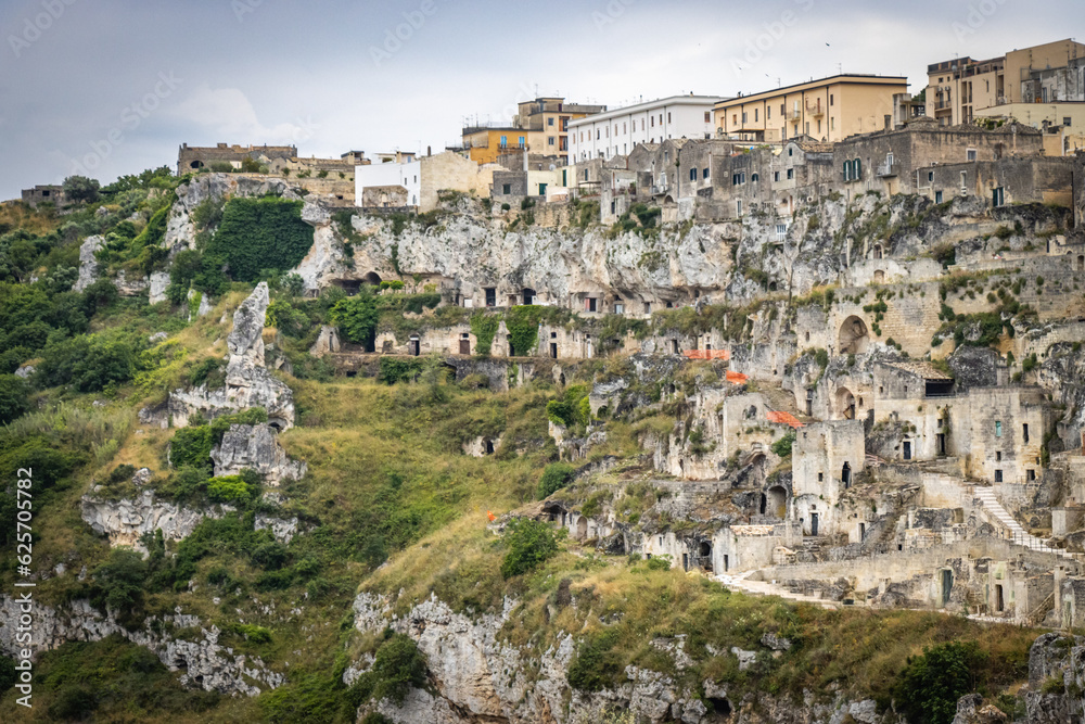 panoramic view over matera, sassi di matera, caves, basilicata, italy, world heritage