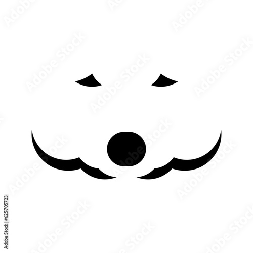 A simple wolf head logo. The entire logo is made of circles only.