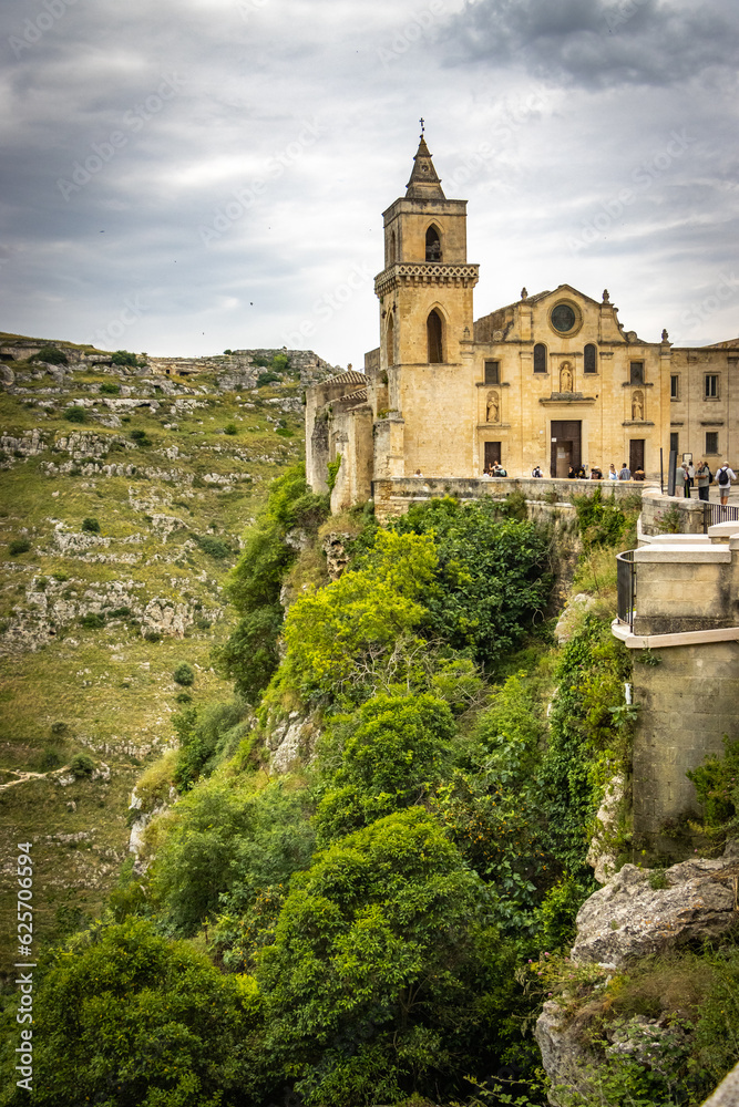 church of saint mary of idris, panoramic view over matera, sassi di matera, caves. basilicata, south italy., italy, europe,