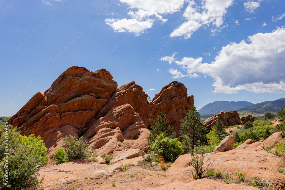 Fototapeta premium Sunny exterior view of landscape of Garden of the Gods