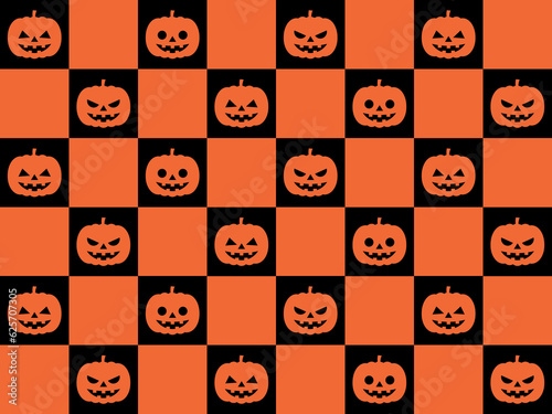 ハロウィンかぼちゃ市松模様：黒