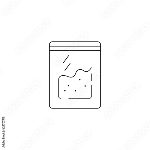 A polyethylene bag with a dose of cocaine or heroin line icon. Vector illustration