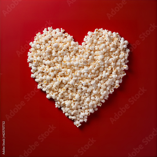 Love Popcorn Heart Shaped Icon Symbol Red Background