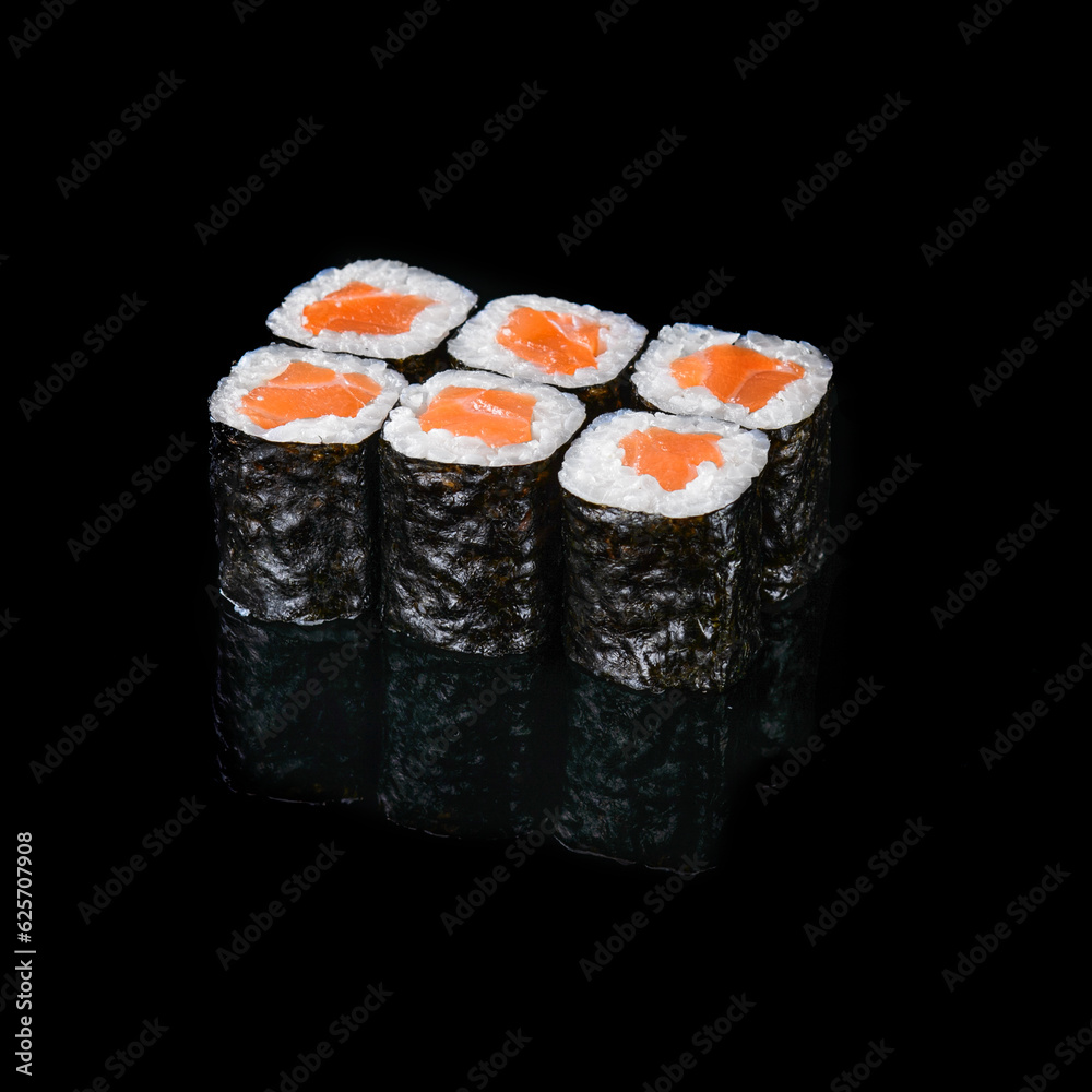 salmon maki on black background for online restaurant menu 1 salmon maki on black background for online restaurant menu 1
