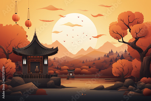 Chuseok - Korean traditional holiday. Koreans usually travel to their homeland to meet with relatives. autumn  thanksgiving day  holiday  gifts  traditional food.