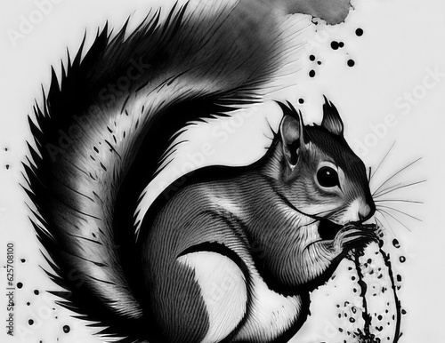 Squirrel ink painting | AI Generated