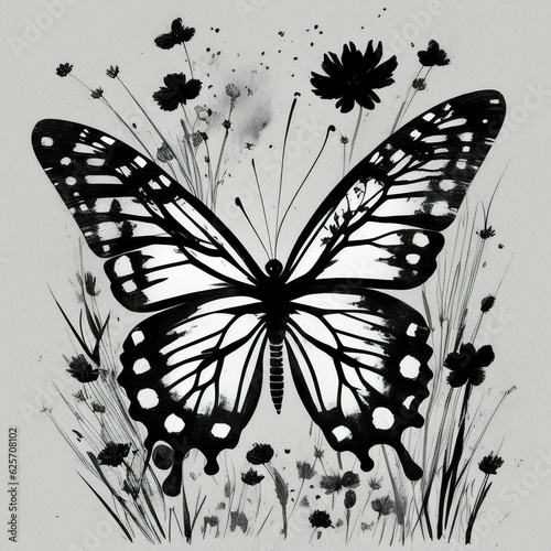 Butterfly ink painting | Ai Generated