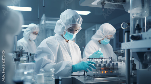 Pharmaceutical workers testing the quality of production of medicines and cosmetics, Researchers are checking the quality of medicines and cosmetics in the lab. - Generative AI