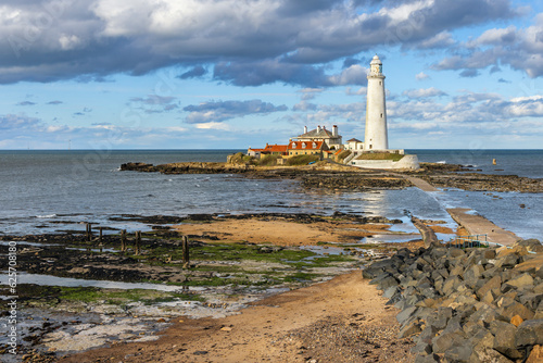 St. Mary's Lighthouse at Whitley Bay, North Tyneside, Uk. The Lighthouse is a grade II listed building