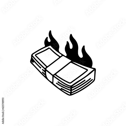 vector illustration of money with fire